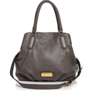 Marc Jacobs Q Fran Puma Taupe Italian Leather LG Shoulder Tote Bag